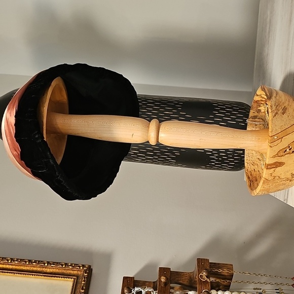 Delman Black Velvet Hat with Multi-color Satin Ribbons - Picture 2 of 9